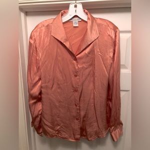 Peach colored silk blouse
